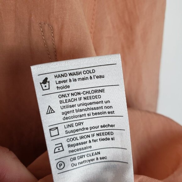 Vince Bishop Collar Cupro Blend Shirt Button Up Long Sleeve Top Peach Womens S - Picture 8 of 10